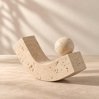 Travertine-Inspired Balance Sculpture