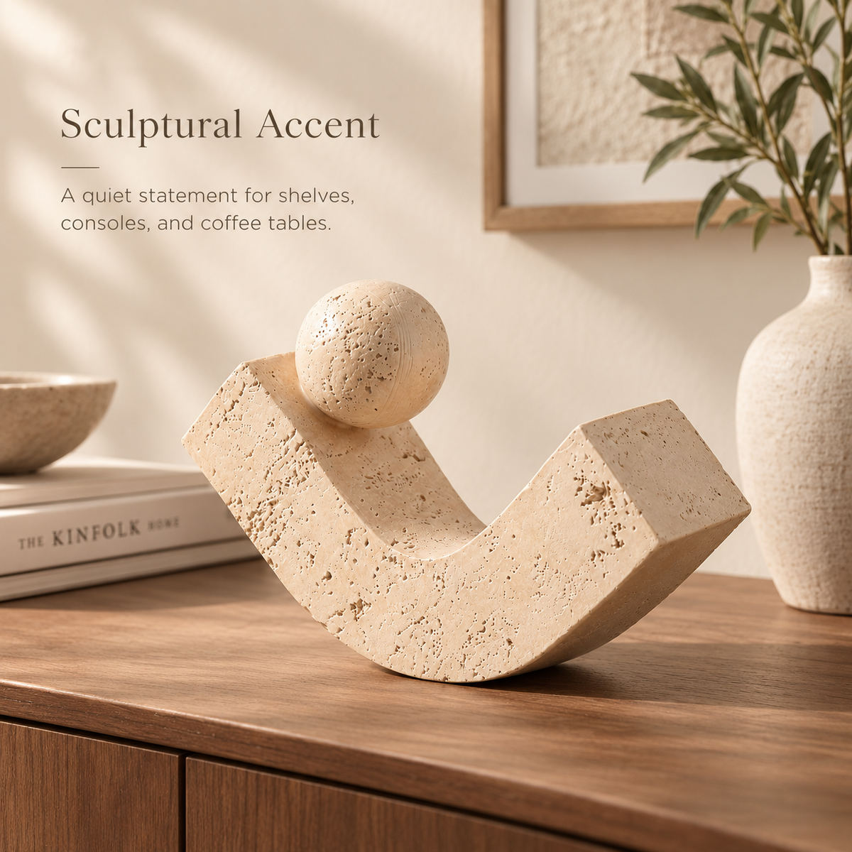 Travertine-Inspired Balance Sculpture