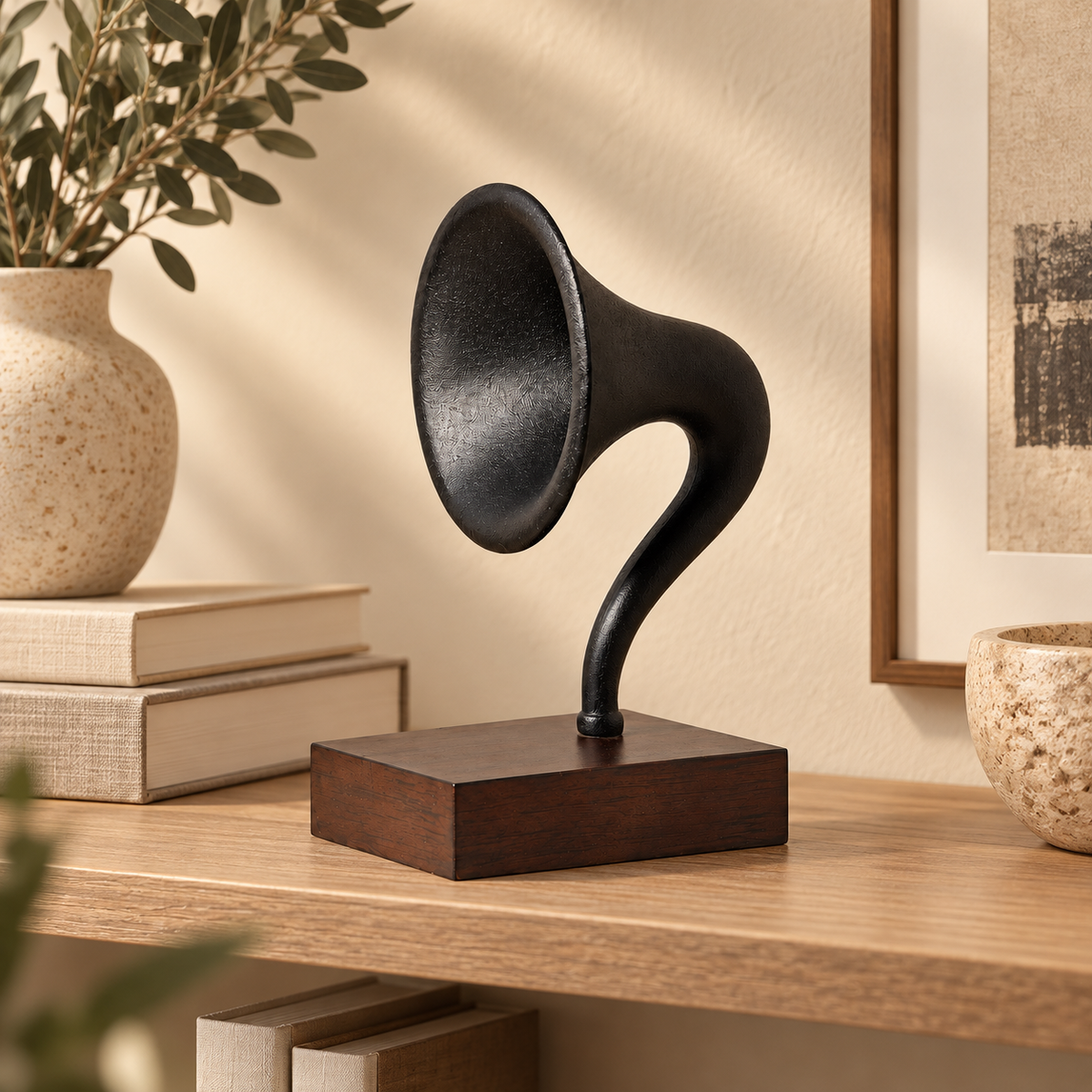 Gramophone-Inspired Abstract Sculpture