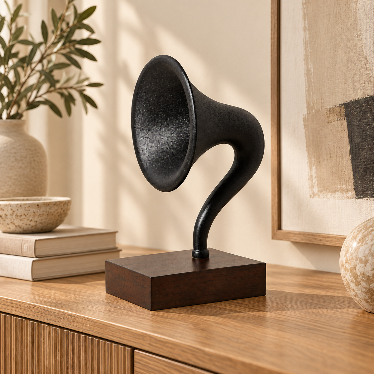 Gramophone-Inspired Abstract Sculpture