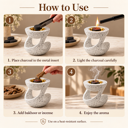 Sculptural Resin Bakhoor Burner – Black & White