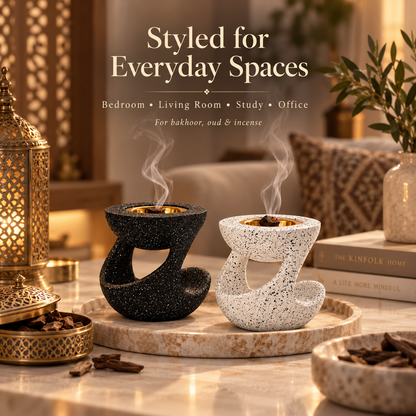 Sculptural Resin Bakhoor Burner – Black & White