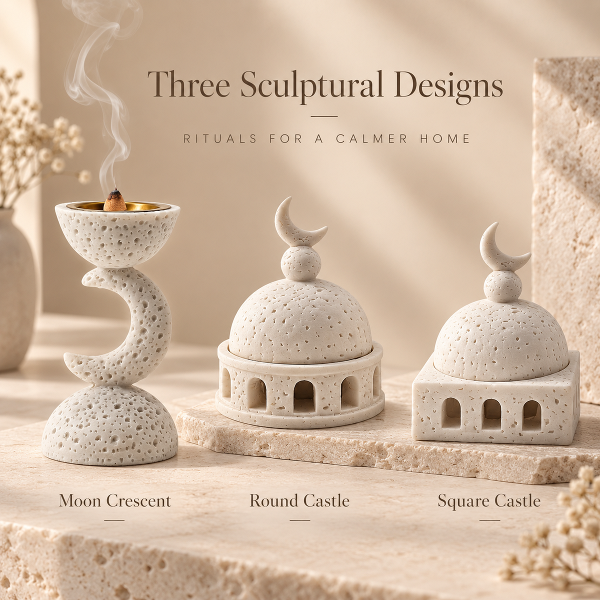 Crescent & Dome Bakhoor Burner – Sculptural Resin Incense Burner