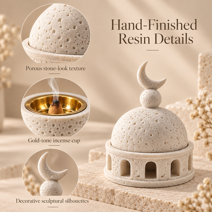 Crescent & Dome Bakhoor Burner – Sculptural Resin Incense Burner