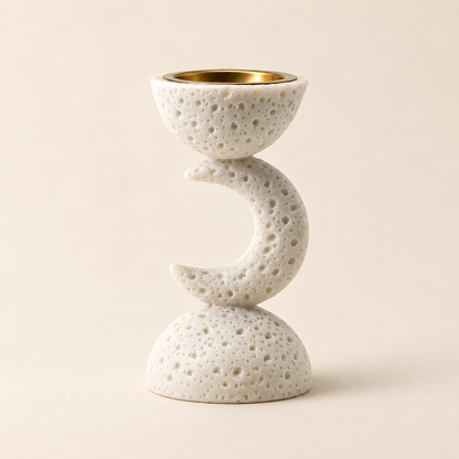 Crescent sculptural resin bakhoor burner in warm ivory